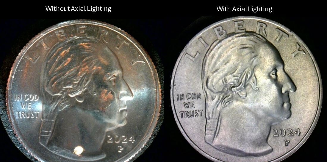 Axial Lighting Cube with diffuser for coin photography with Pro Photo Glass