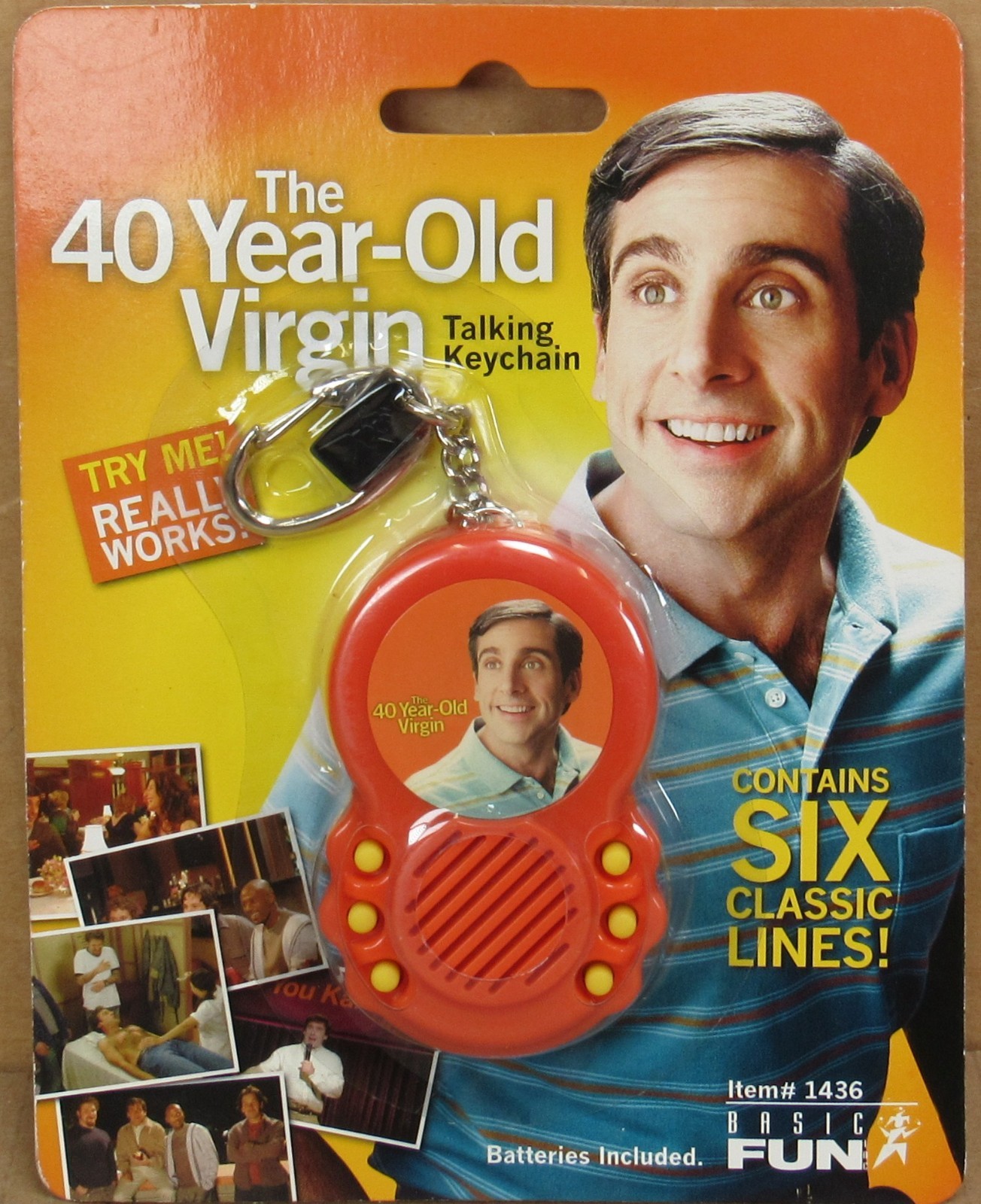 The 40 Year-Old Virgin (Andy Stitzer) Talking Keychain NIP  (Needs Batteries)