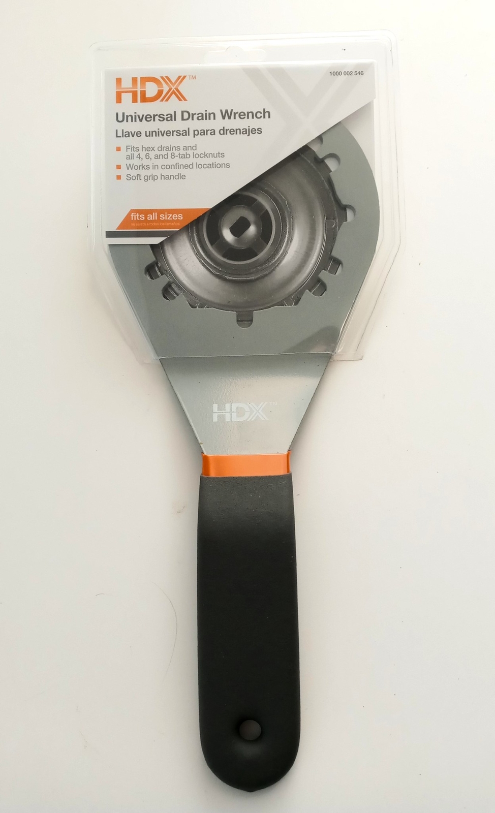 HDX 63710 Universal Sink Drain Wrench for 4,6,8 Tab Locknuts, Soft-Grip Handle