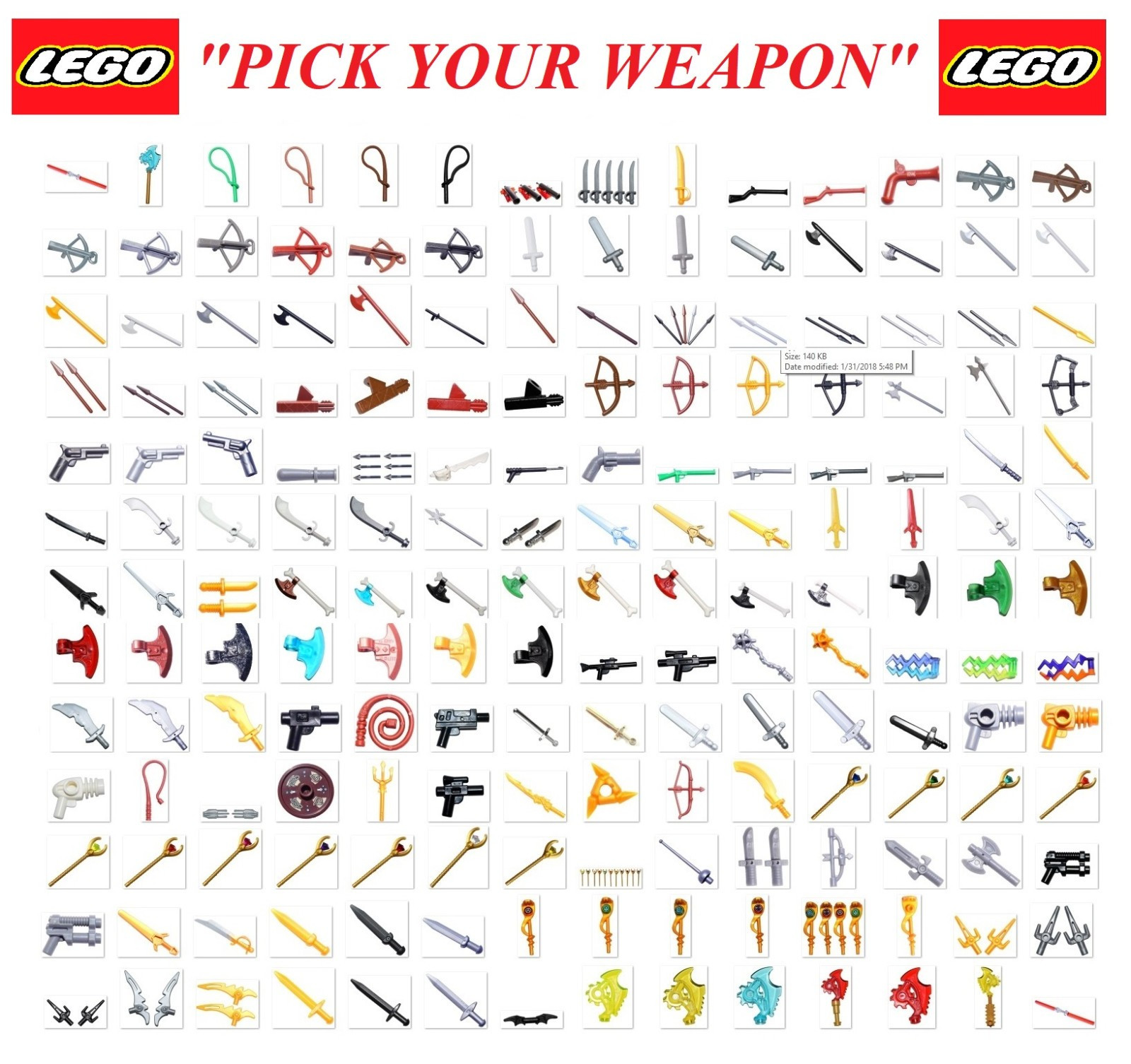 ☀️NEW! Lego PICK YOUR WEAPON Lot Swords Guns Axe Knife Lightsabers Bows Armory
