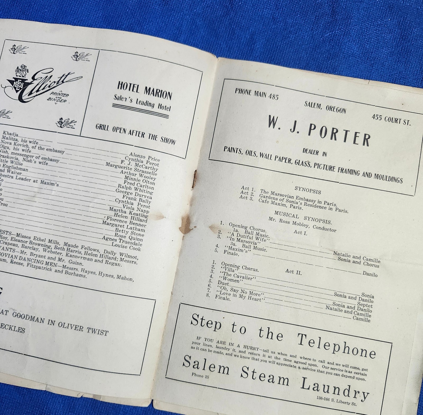 Original 1913 Theatre Program Booklet Salem Oregon GRAND OPERA HOUSE