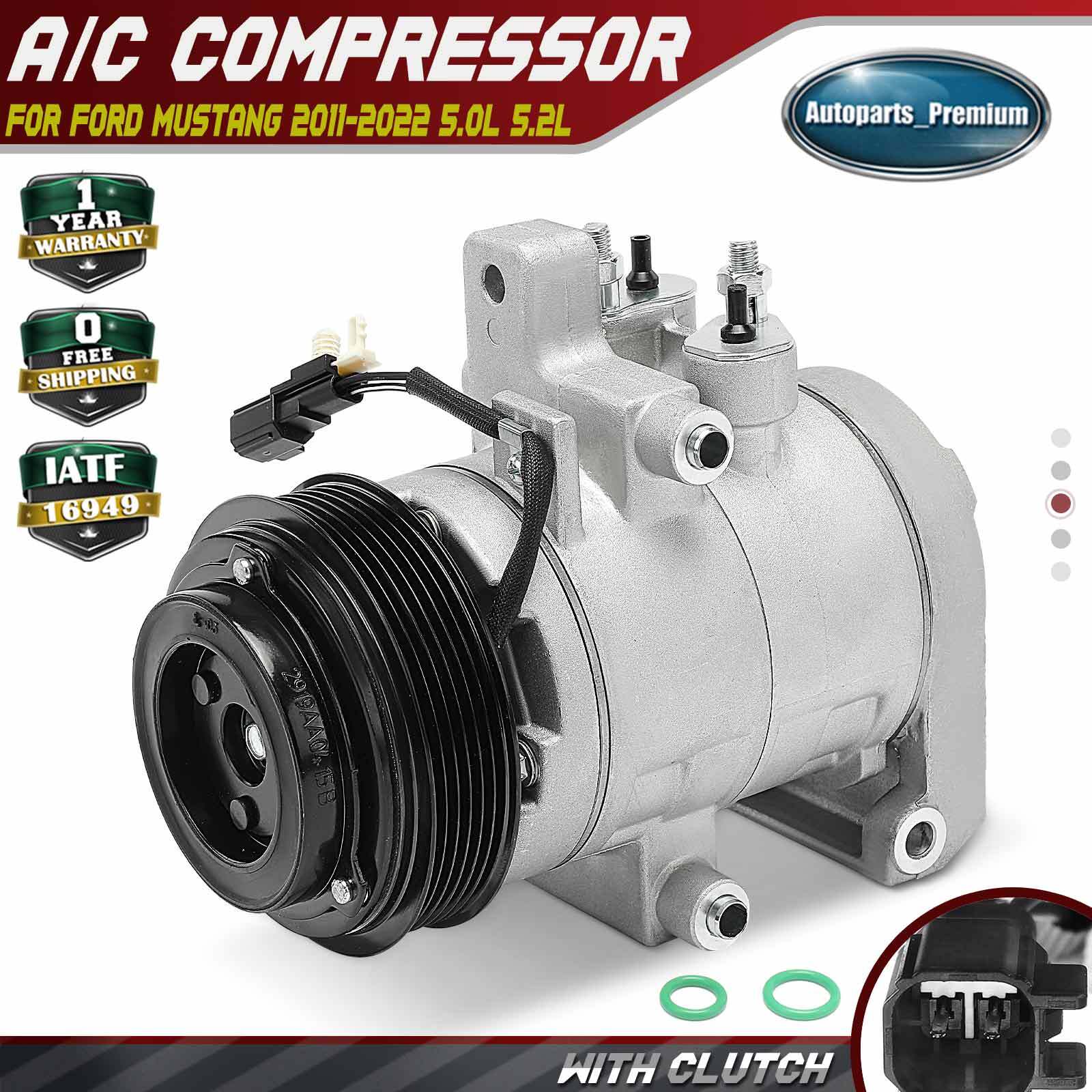 A/C Compressor w/ 6-Groove Pulley for Ford Mustang 2011-2022 5.0L 5.2L DKS17DS