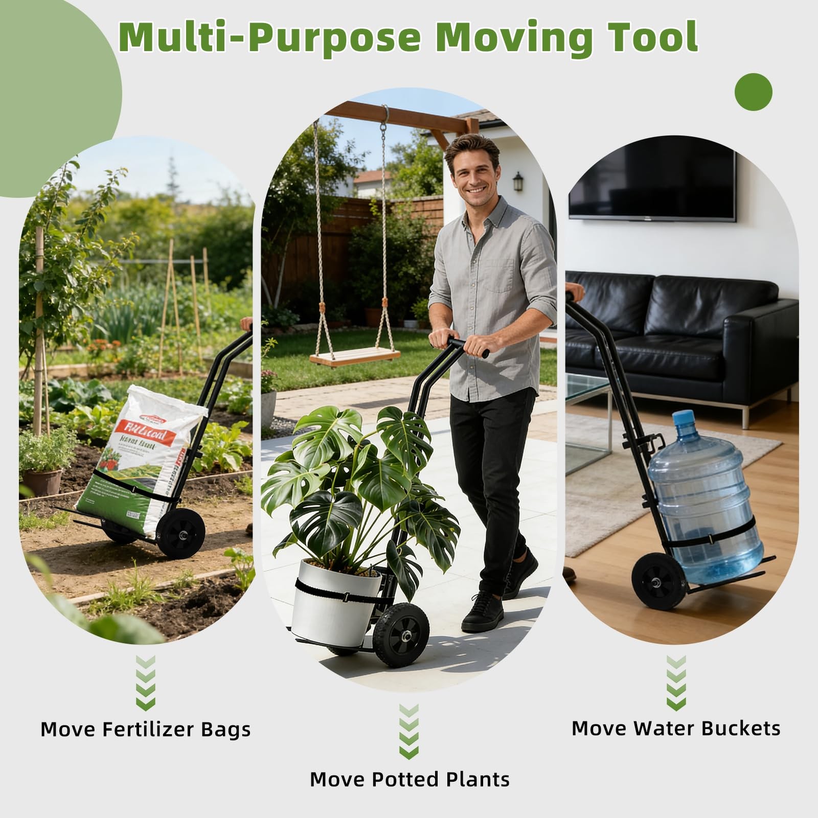 Plant Caddy with Wheels, 220 Lbs Capacity Plant Dolly Cart with Wheels, Handl...