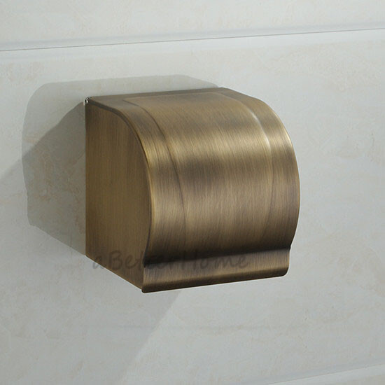 Antique Brass Toilet Paper Roll Holder Wall Mount Waterproof Tissue Storage Box