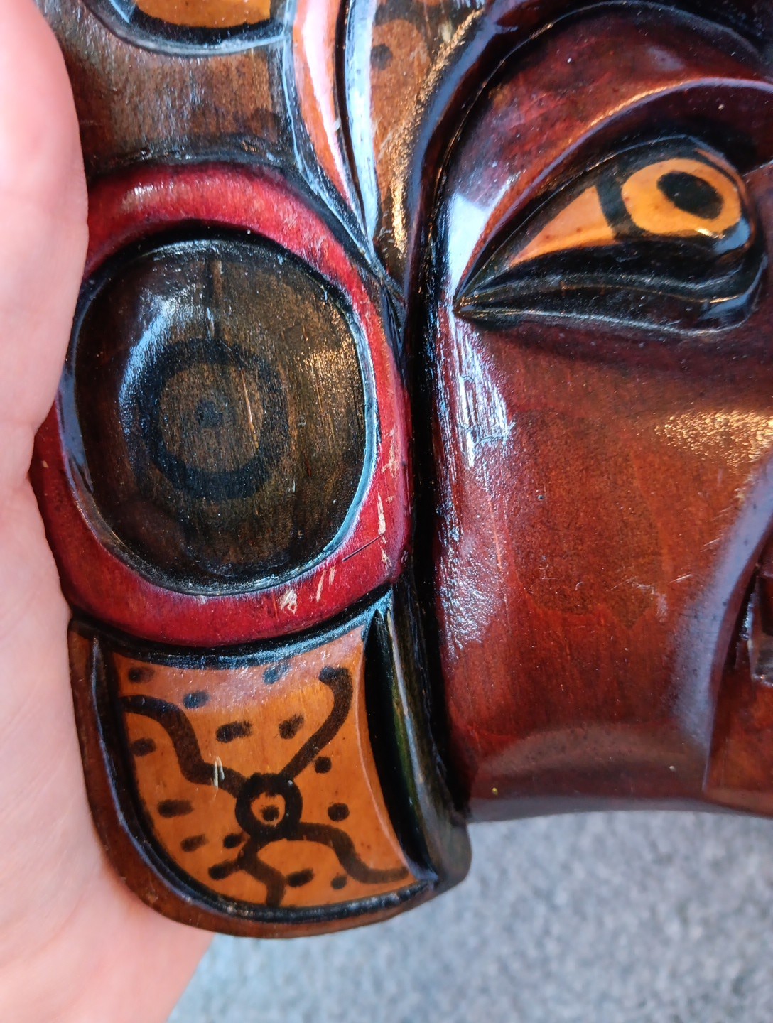 Handcarved Painted Tribal Aztec Mayan Wall Hanging 9x6 With Lizard, Iguana 3D