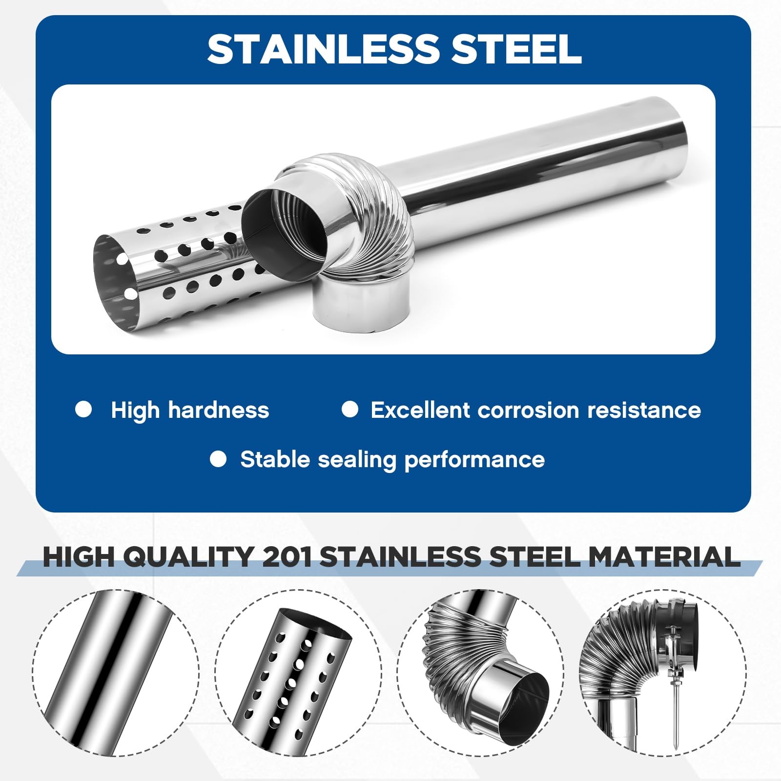 Blulu Stainless Steel Direct Vent Pipe Kit for Tankless Water Heater Silver