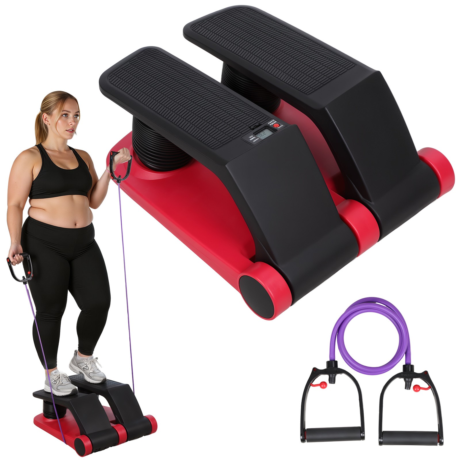 300LB Air Stepper Climber Fitness Machine Resistant for Home Cardio,LCD Monitor