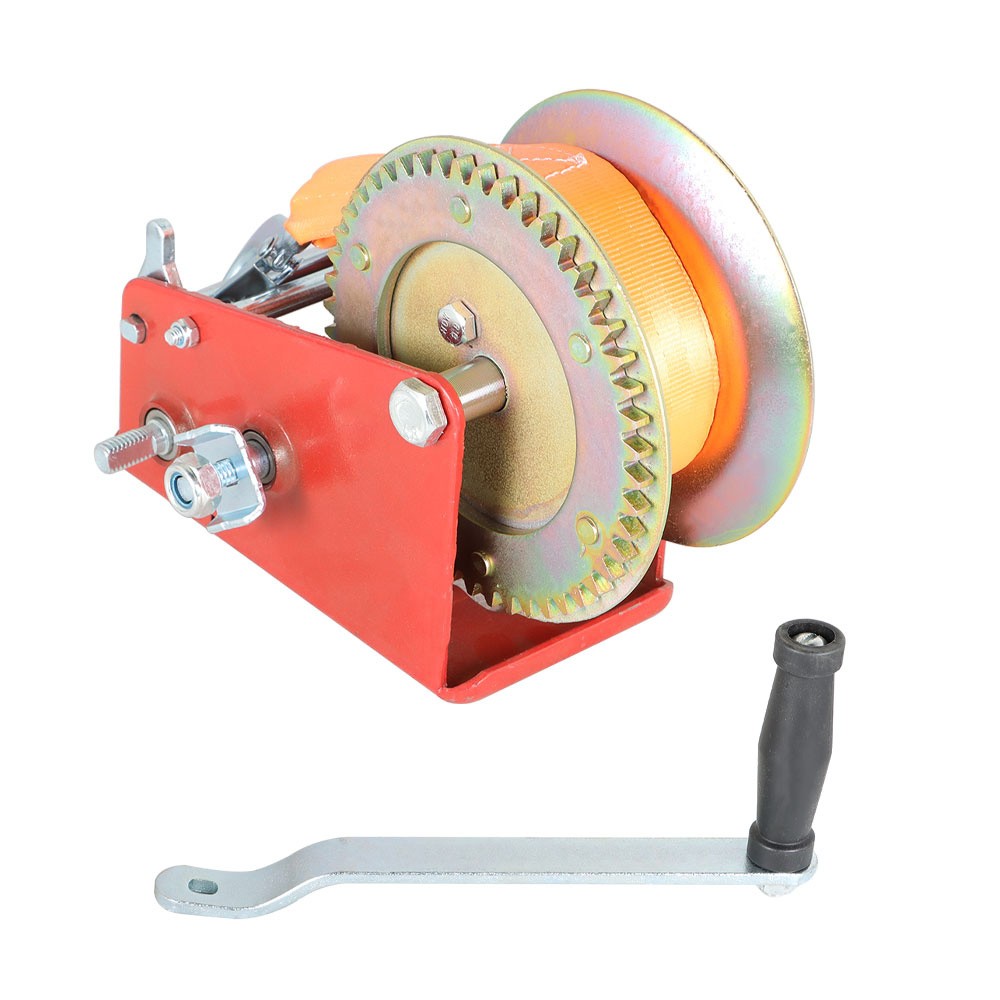 Heavy Duty Hand Winch 3500 LBS Dual Speed Hand Crank Red Strap ATV Trailer Boat