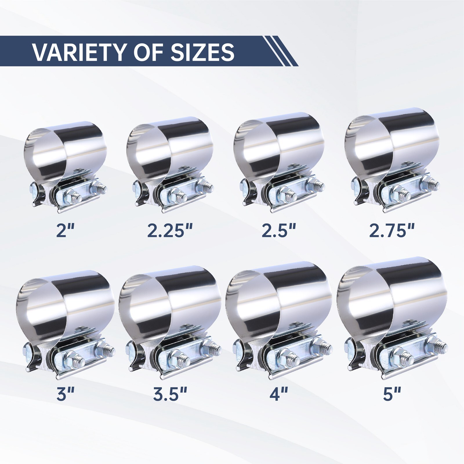 2pcs 3" Stainless Steel Butt Joint Exhaust Band Clamp for Catback Muffler Pipe