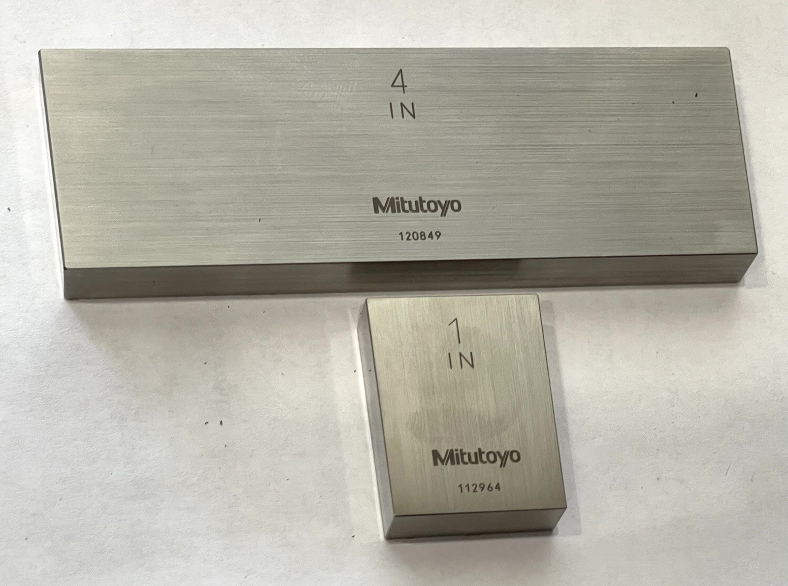Lot of 2 Mitutoyo Gauge 4” 611204-531 12L, 1” 611204-541 12L Precision Blocks