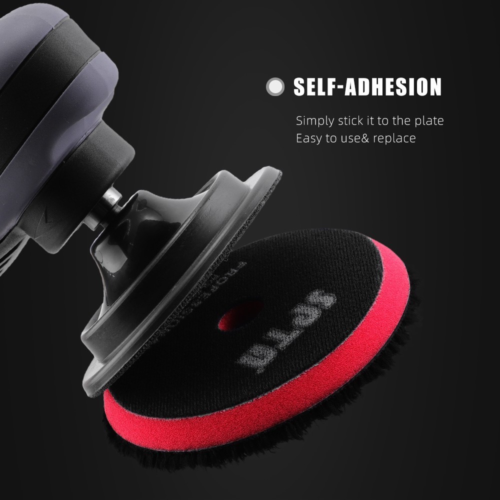 SPTA 1Pc 3/5/6 inch Black Microfiber Hook Loop Polishing Pad for Car Buffer Wax