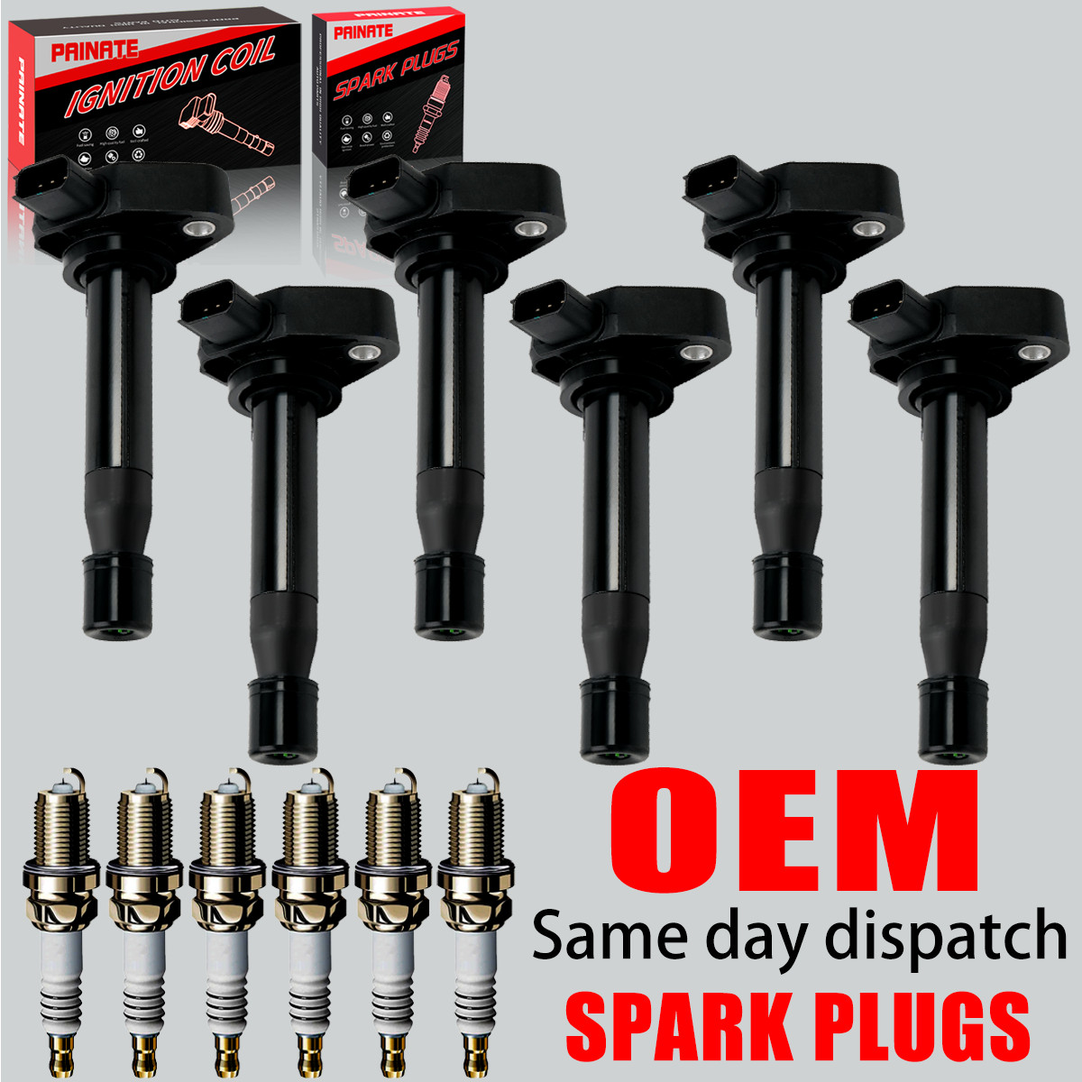 6X OEM Ignition Coil & 6 Iridium Spark Plug For Honda Accord Odyssey Acura UF242