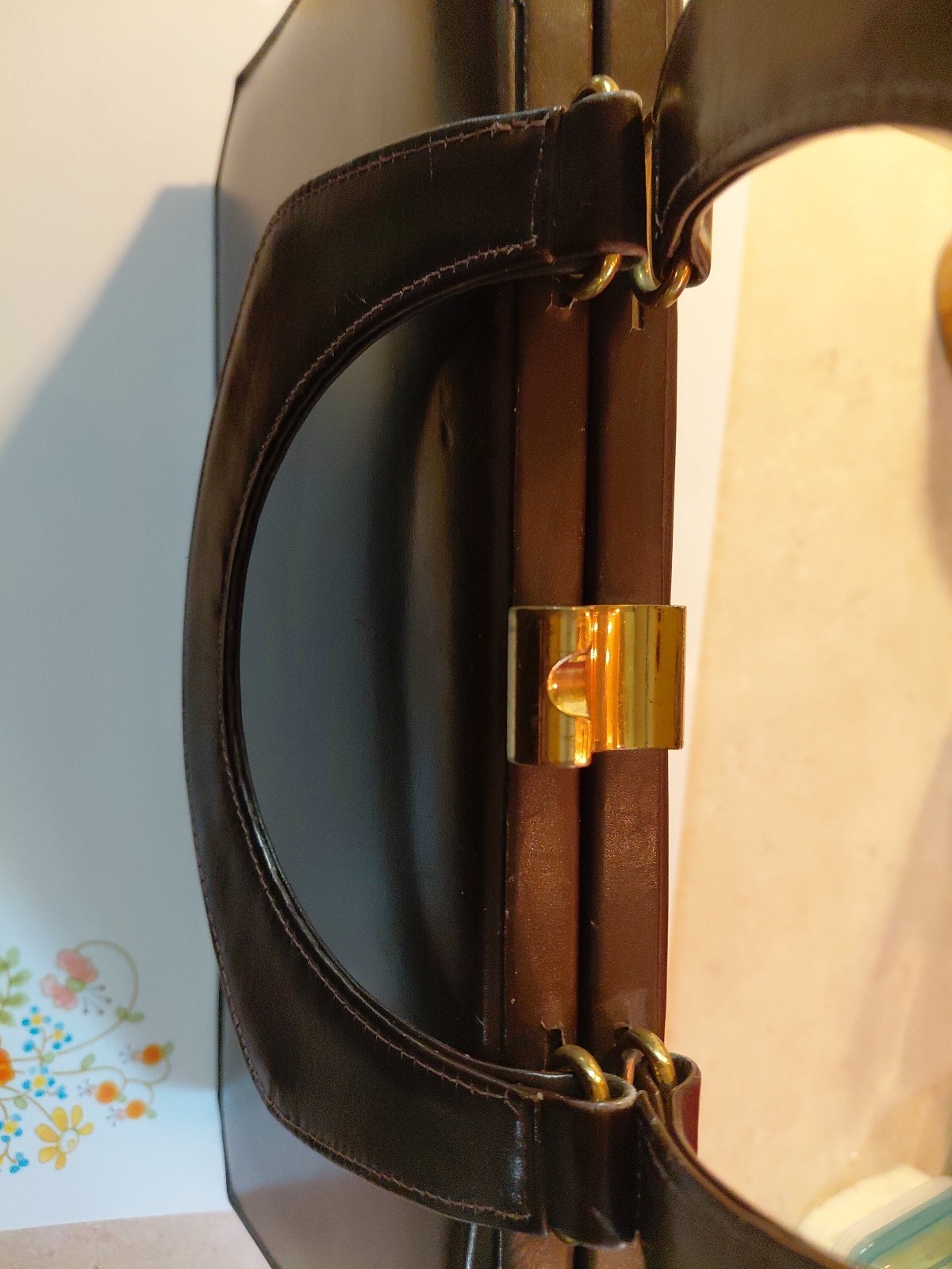 Vintage Susan Gail Handbag Dark Brown Accordion Style Purse Double Handles