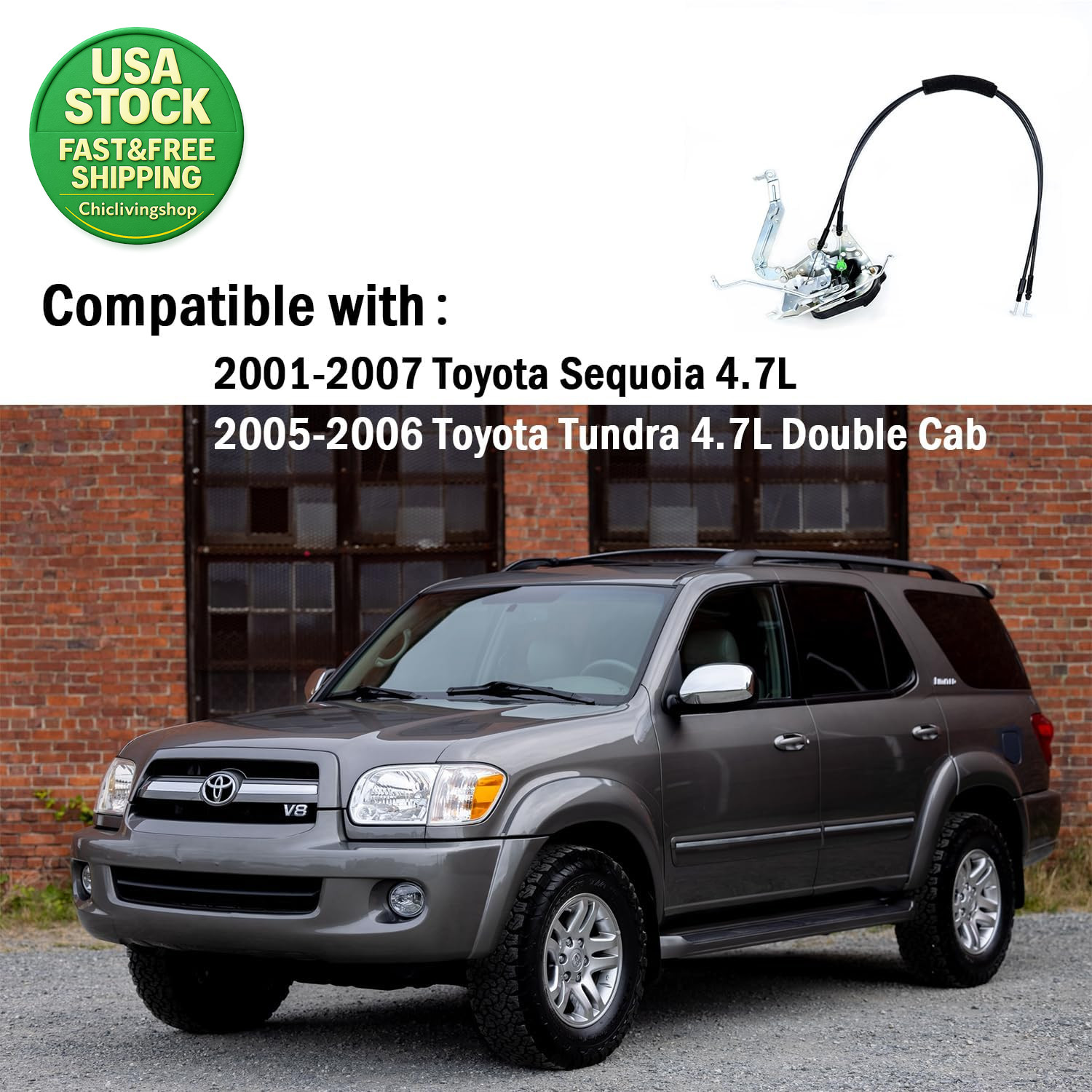 Front Door Lock Latch Actuator Cable Left Driver Side for Toyota Sequoia Tundra