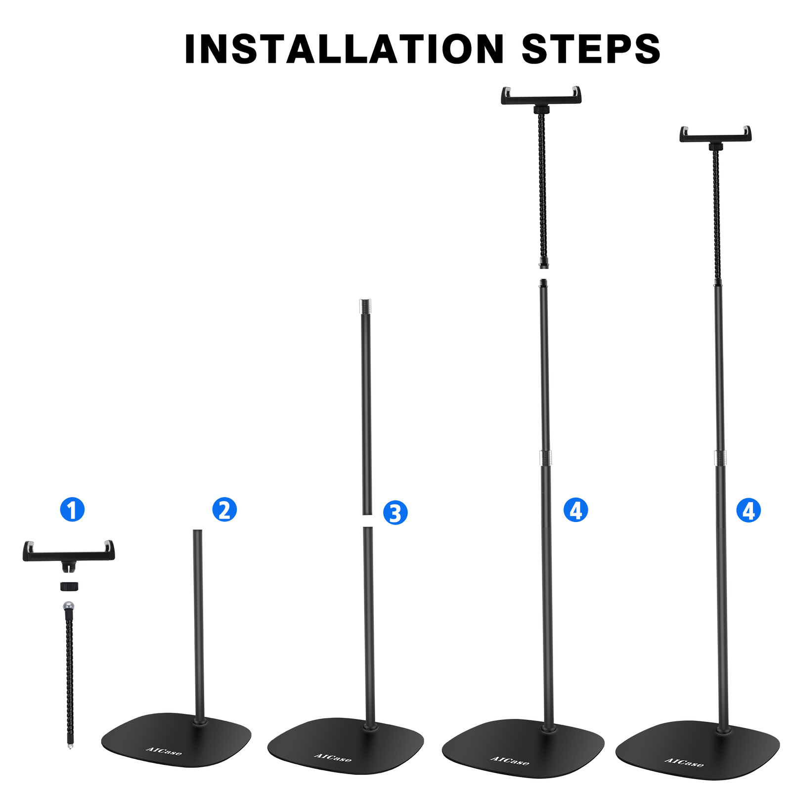 360° Adjustable Height Cell Phone Tablet iPad Gooseneck Holder Mount Floor Stand