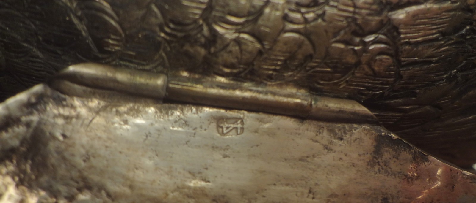 PR. ANTIQUE GERMAN SILVER full figure PEACOCK BON-BON serving TRAYS- HALLMARKED