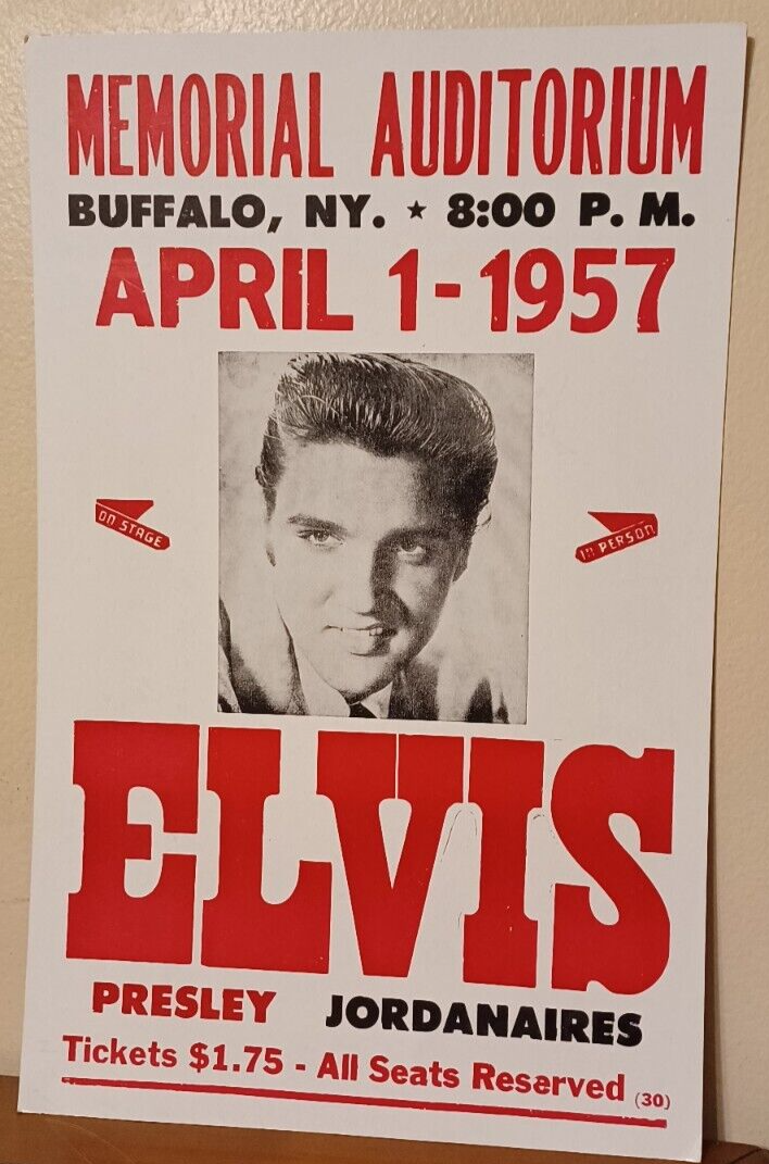 Rare ELVIS PRESLEY Memorial Auditorium Buffalo NY April 1 ,1957 Concert Poster