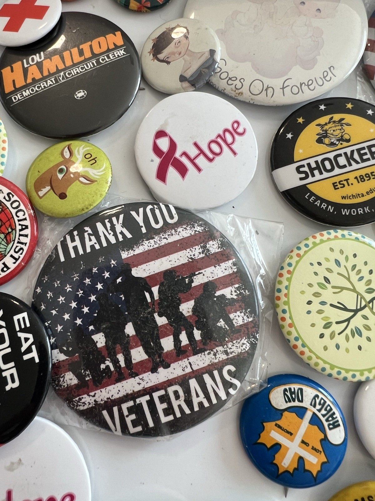 Lot 70+ Vintage Pinback Buttons Political Advertisement Pop Culture Assorted Mix