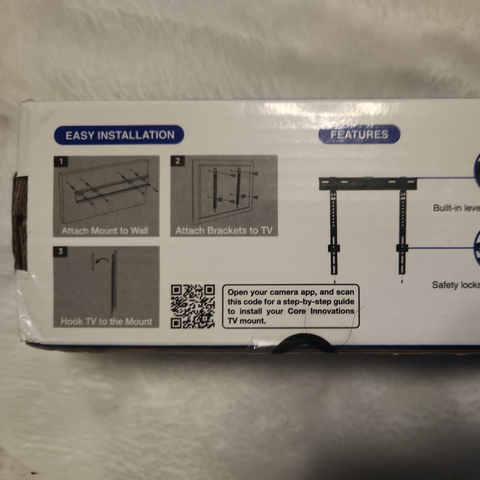 CORE INNOVATIONS LOW PROFILE TV MOUNT FITS 23 IN. TO 65 IN. TV"s wt. limit 77lbs