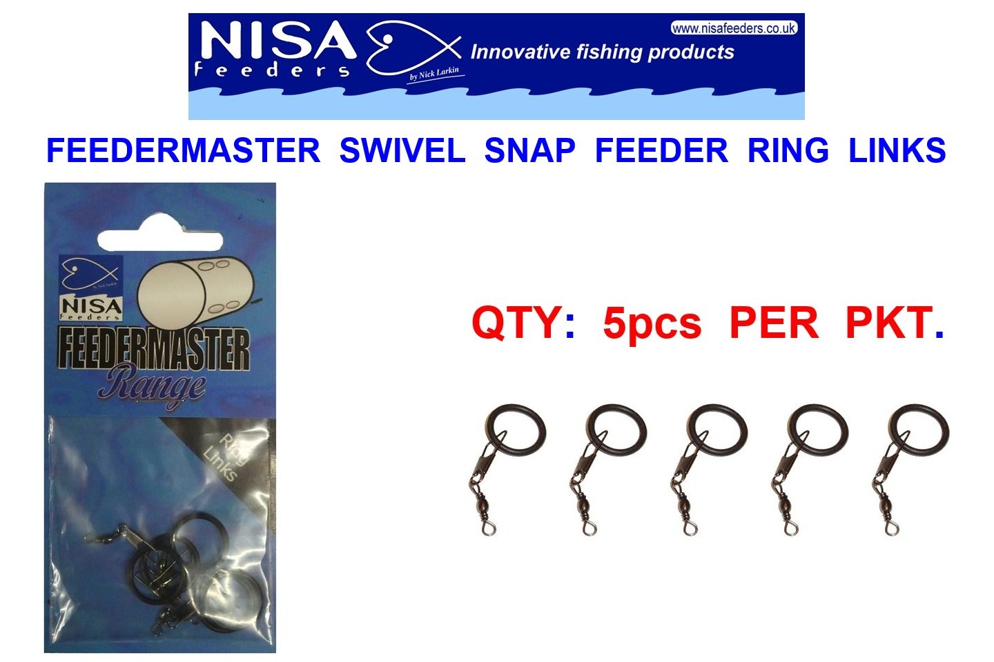 NISA SWIVEL SNAP FEEDER RING LINKS FOR CARP BARBEL METHOD CAGE OPEN END FLAT BED