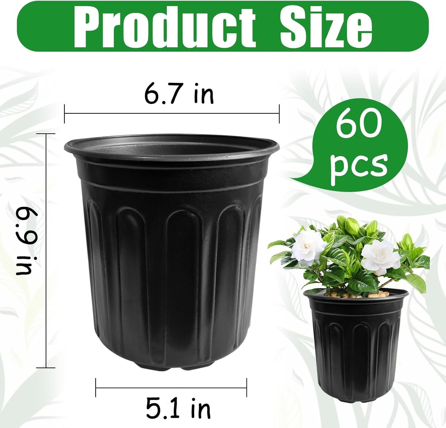 60 Pack 1 Gallon Flexible Plant Nursery Pots Black Plastic Plant Pots with Holes