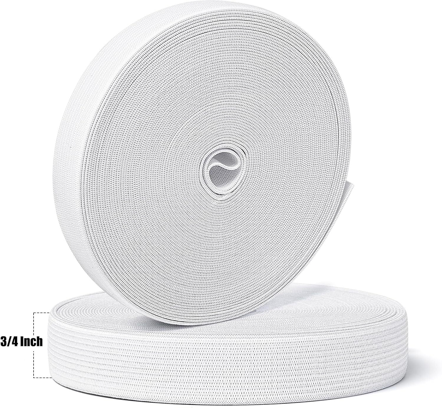 Elastic Band for Sewing, 3/4 Inch x 12 Yard High * 12 Yard, White