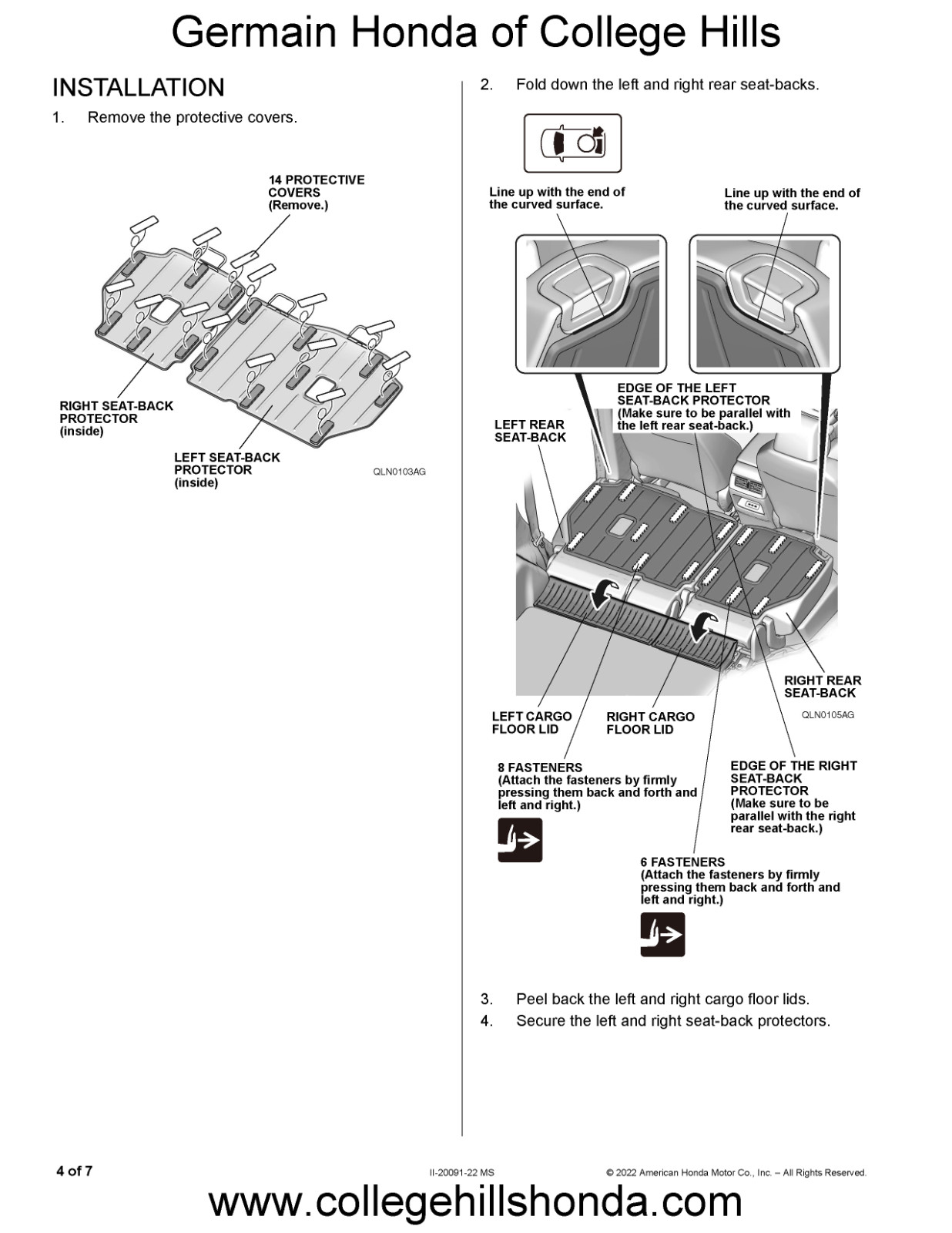 2023-2025 Genuine Honda CR-V Hybrid Seat Back Protectors OEM NEW! 08P30-3A0-100A