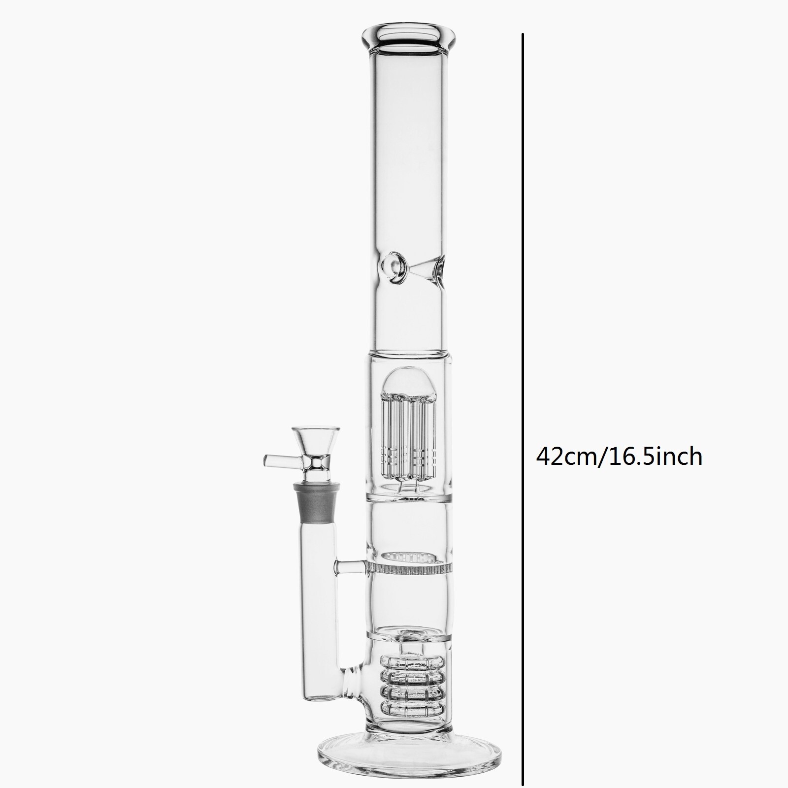 42cm Tall Glass Bong Big Straight Honeycomb Birdcage Glass Hookah Pipe 18mm Bowl