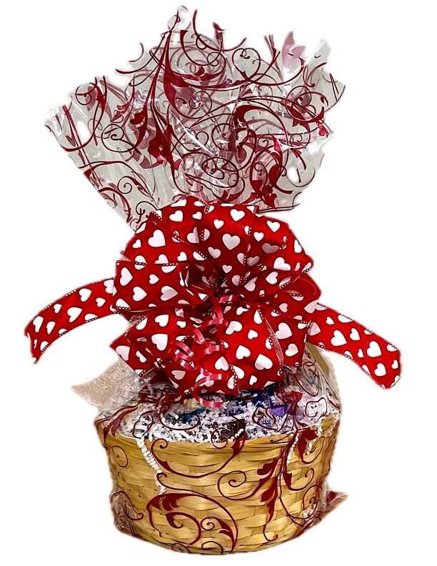 Valentines Day Chocolate Gift Basket filled with assorted chocolates, cookies, s
