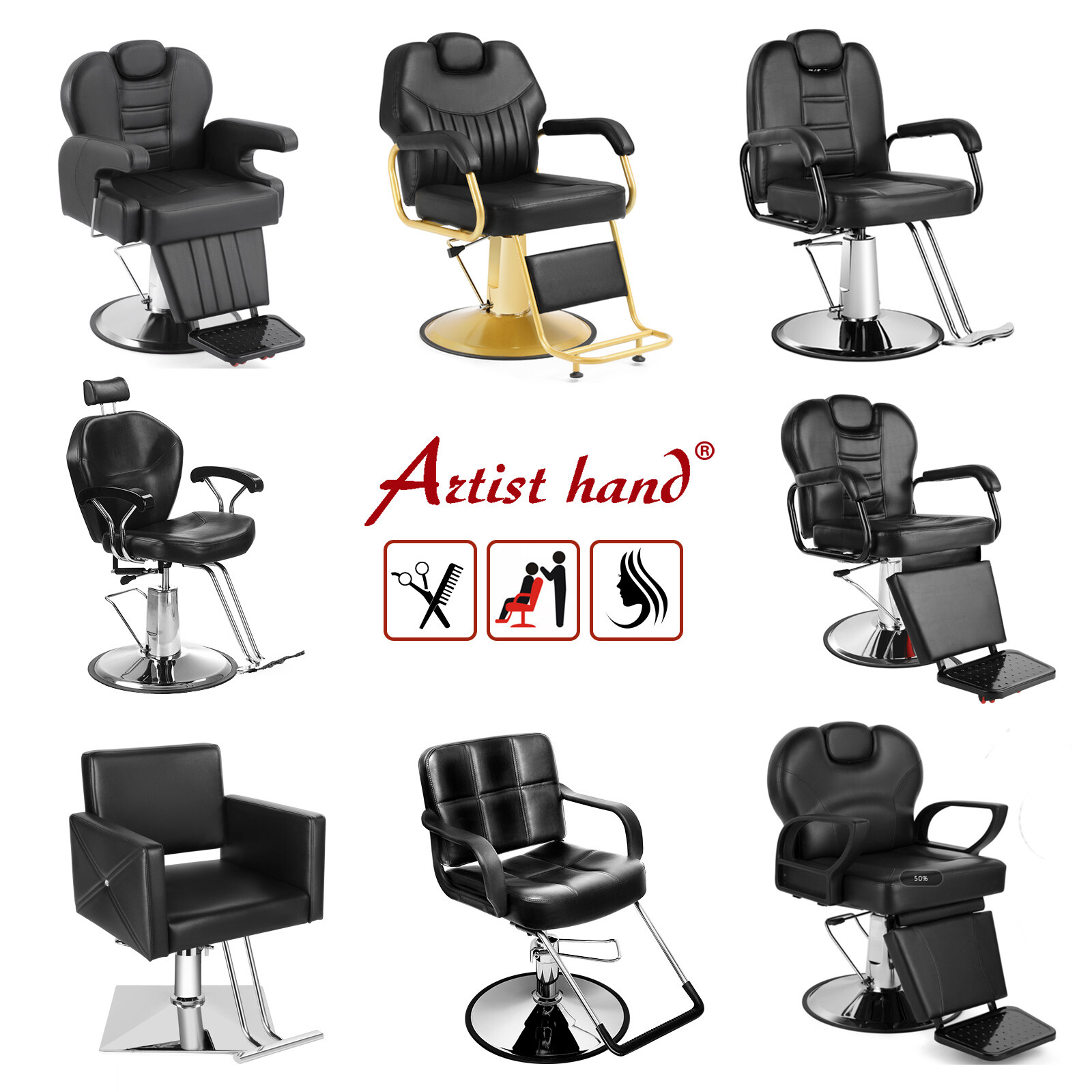 Artist Hand Pro Hydraulic Barber Chairs Hair Styling Salon Beauty Spa Equipments