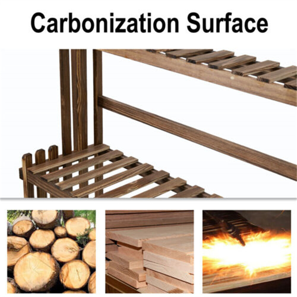 3 Tier Plant Shelf Hanging Bar Plant Stand Flower Rack for Garden Patio Balcony