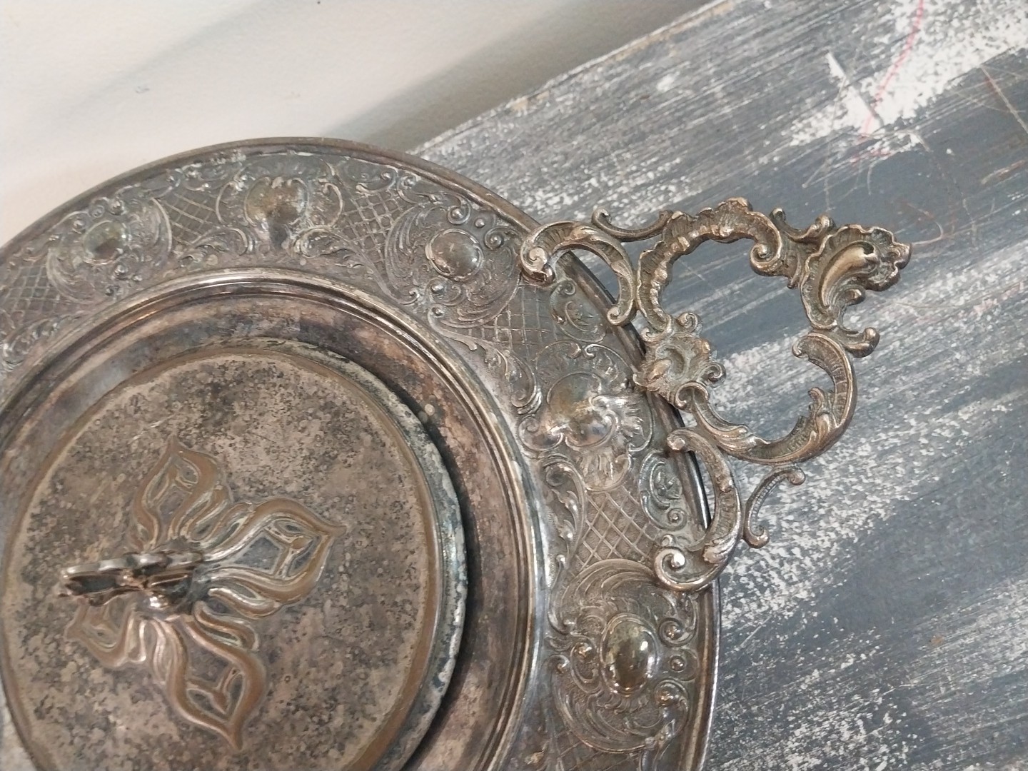 Antique Silver Plate Candy Dish W Handles