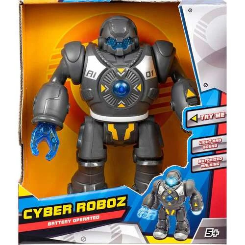 Robot Battery Operated Cyber Roboz 9 Inches Tall Light Sound And Walks Brand NEW