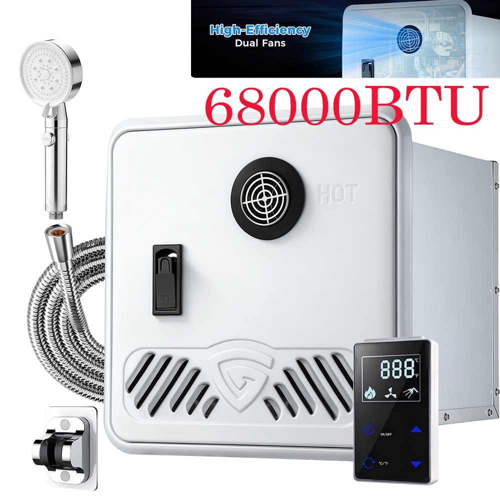 68000 BTU RV Tankless Water Heater Propane Gas 3.9GPM w/Controller Instant Hot