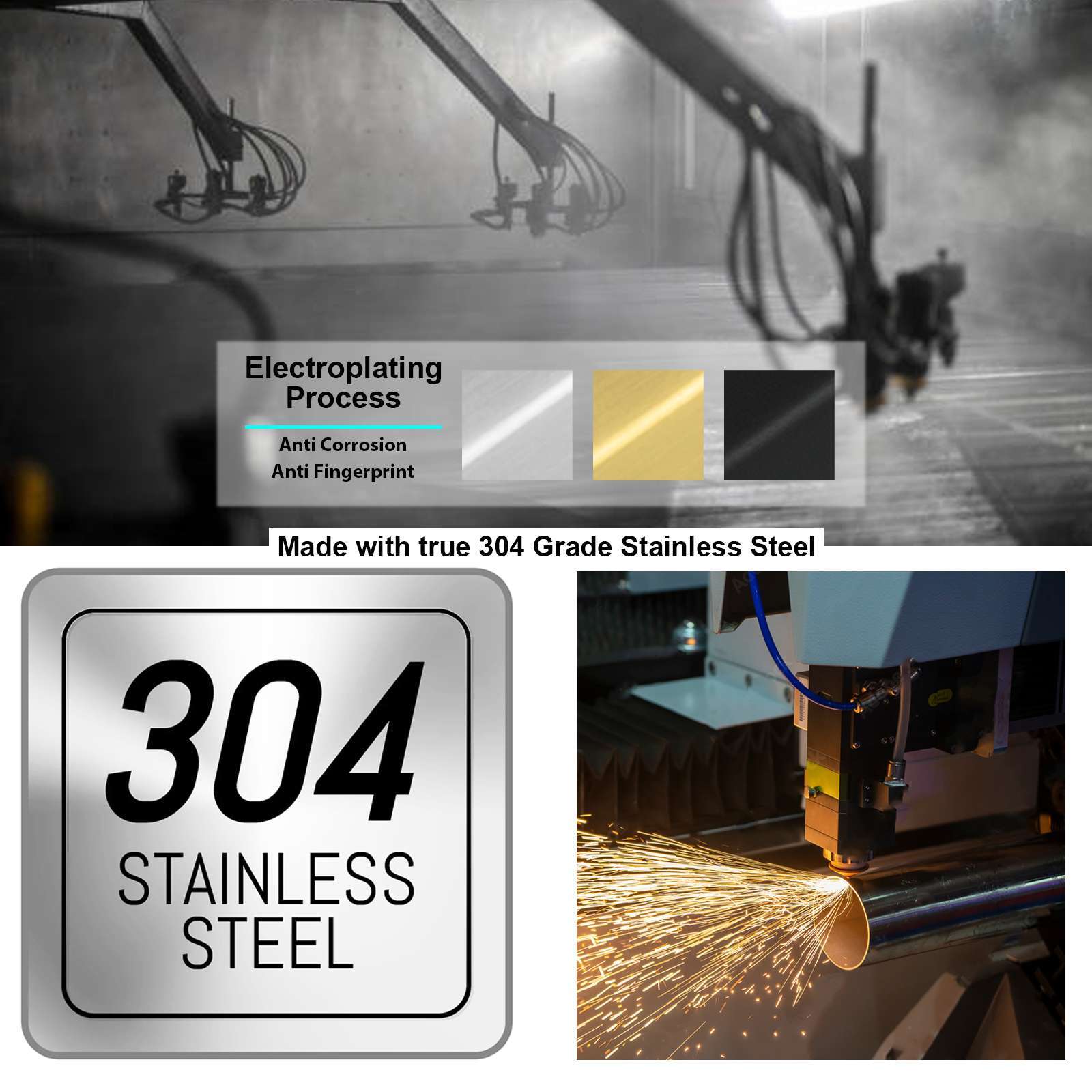 Matte Black Square Modern Cabinet Handles Pulls Kitchen Drawer Stainless Steel