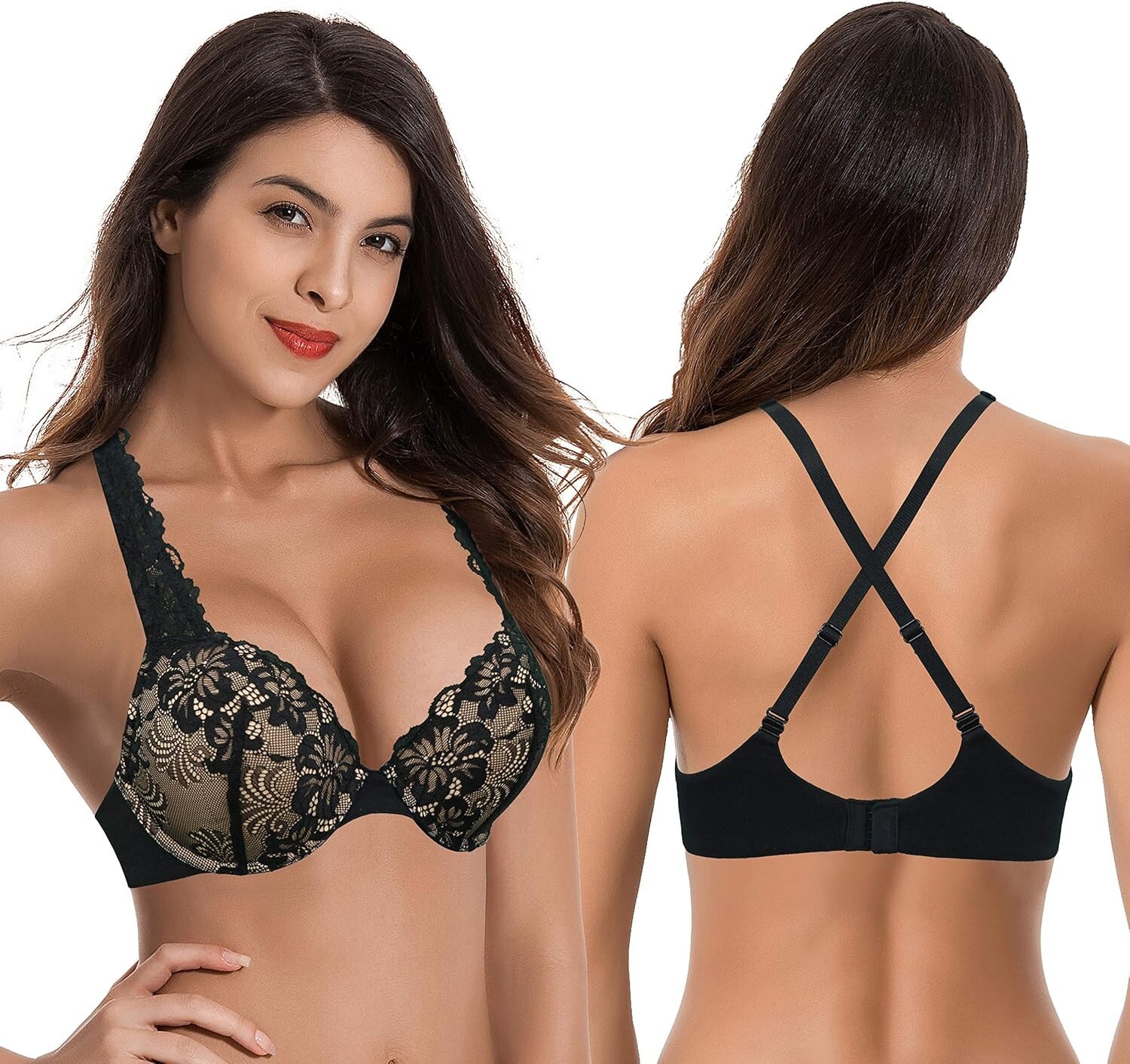 Curve Muse Push Up Convertible Bra 36DDD 2-Pack Padded Underwire Multiway Strap