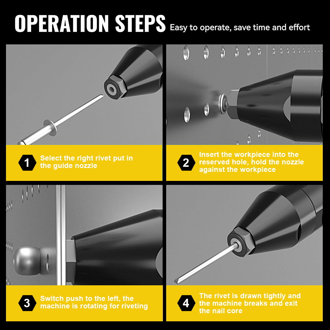 Cordless Brushless Rivet Gun for DeWalt 20V Battery,Electric Rivet Gun Tool Only