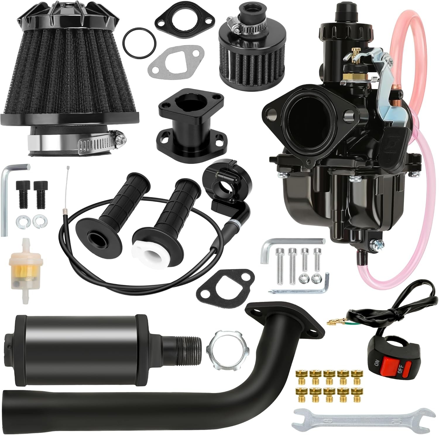 Black VM22 Carburetor Exhaust Muffler Kit For Predator 212cc CT200U Mini Bike