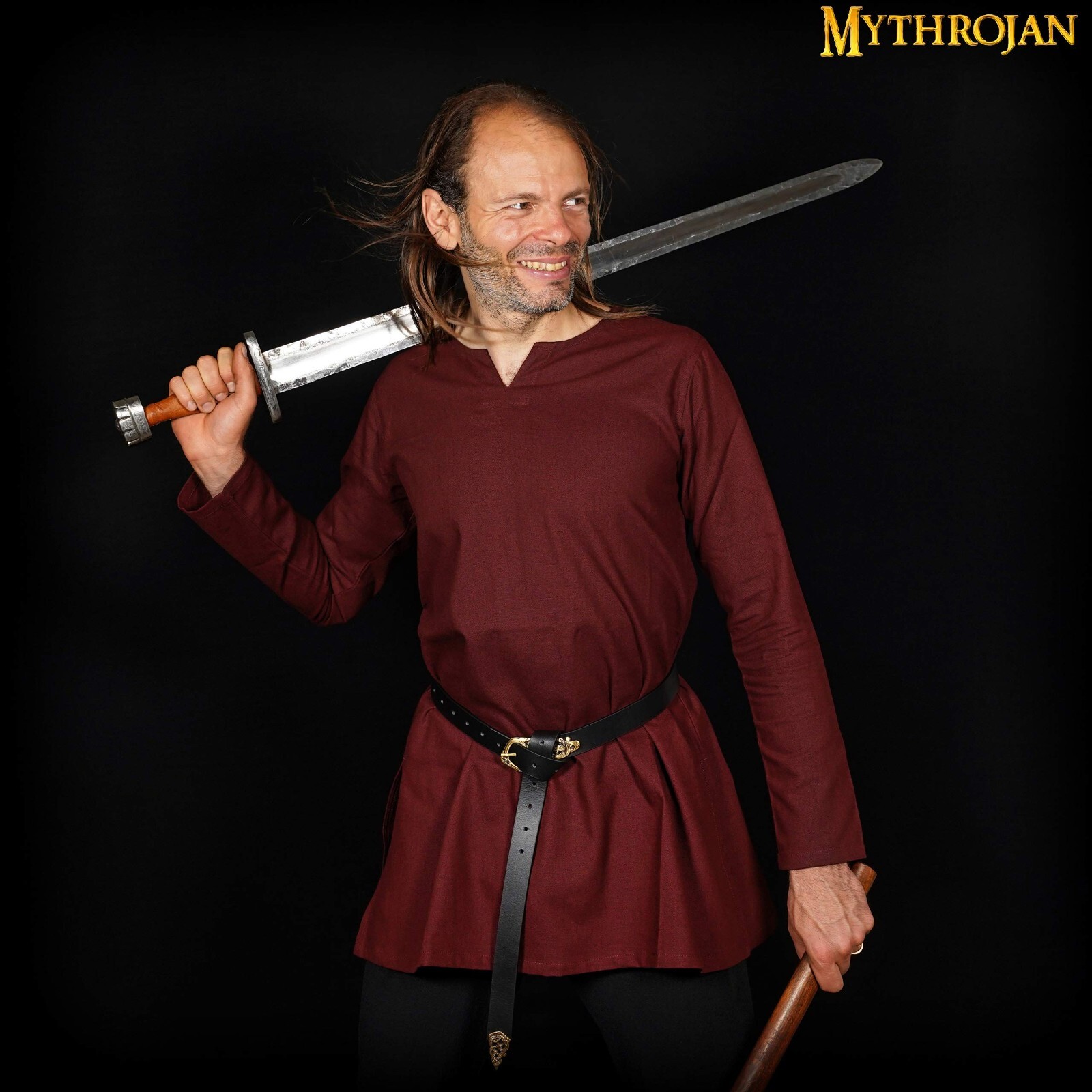 Viking Tunic Renaissance SCA Larp Cosplay Costume Medieval Inspired Shirt Brown