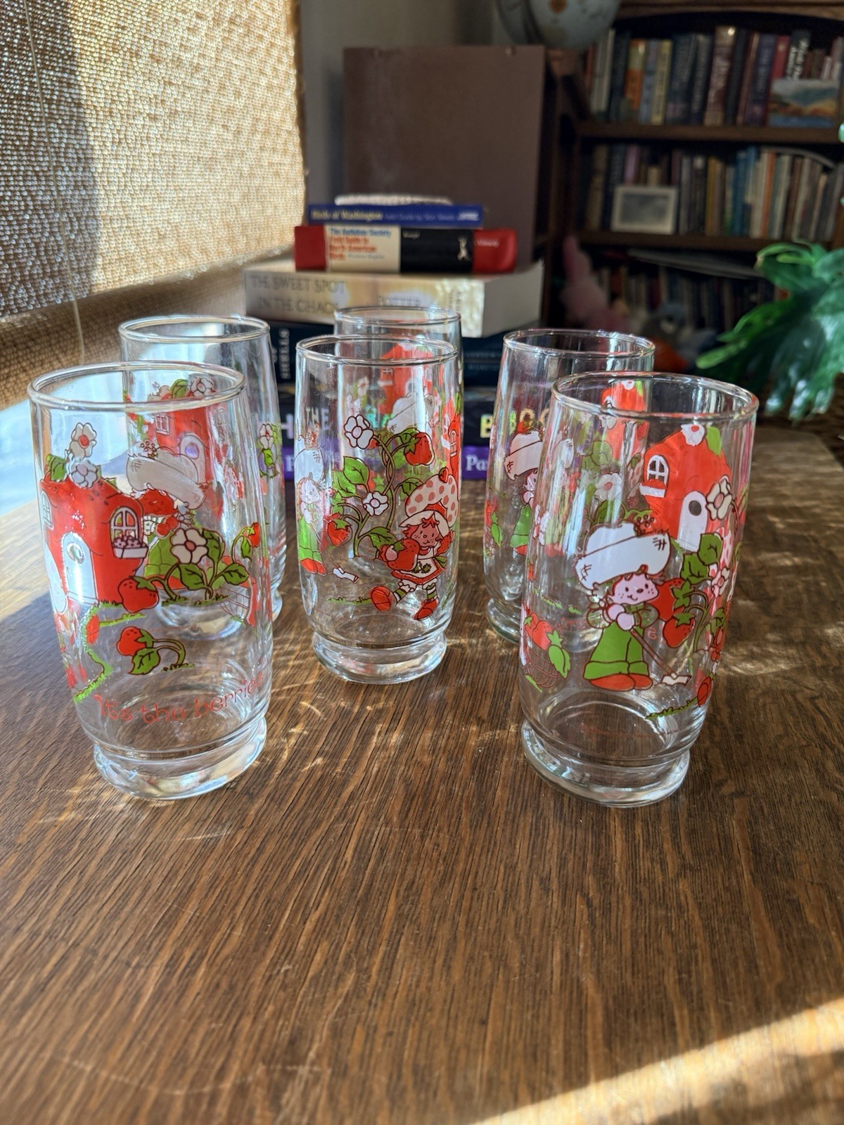 Set of 6 Vintage STRAWBERRY SHORTCAKE American Greetings 16oz Tumblers Glasses