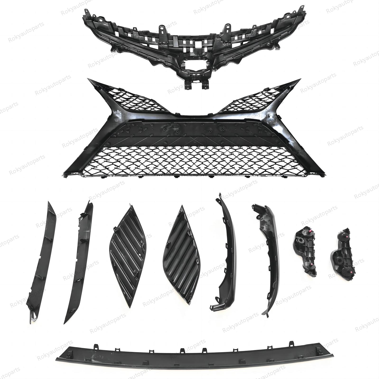 For Camry SE 2018-2020 Front Bumper Upper Lower Grille Mesh Molding Trim + Cover