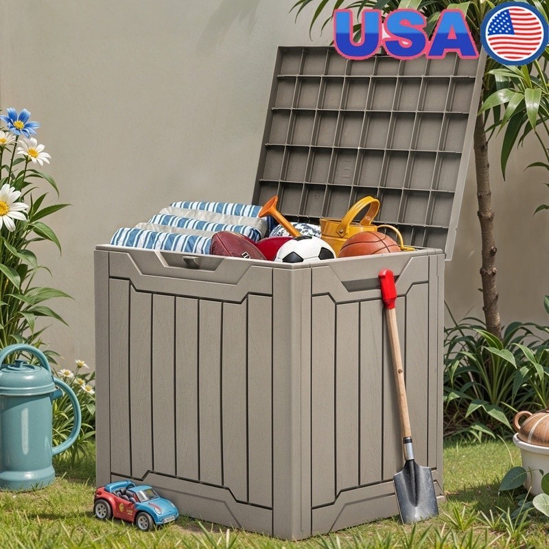 Waterproof Resin Outdoor Storage Box Lockable Easy Assembly Organizer Deck Box