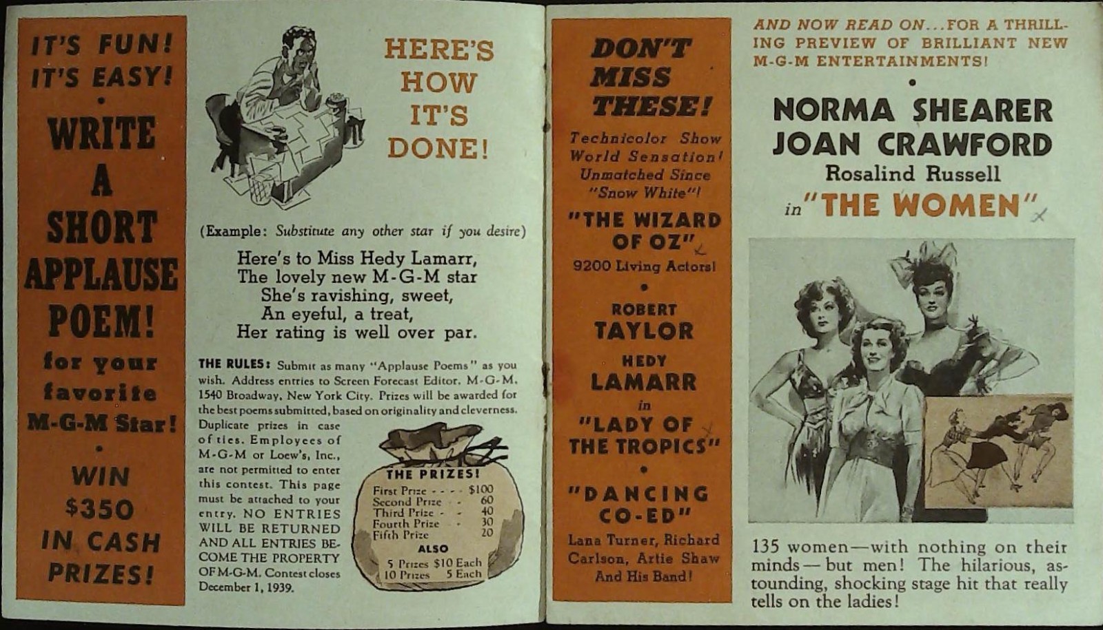 MGM Fall & Winter Screen Forecast 1939 "Another Thin Man", "The Women", Scarce!