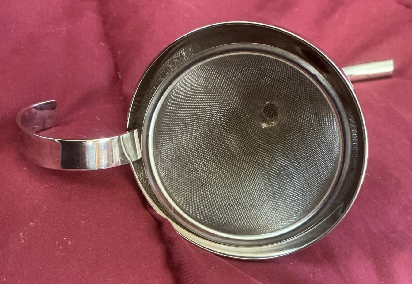 Wine Funnel Silver Plate 5" Curved Spout With Strainer Vintage