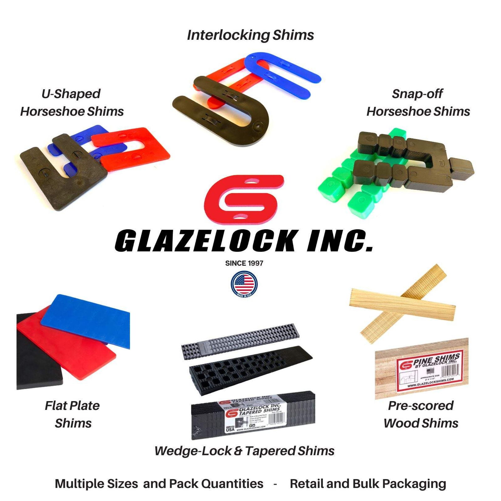 Glazelock U-shaped Shim 2", Horseshoe Plastic Flat Shims 2"L x 1 1/2"W with 1/2"