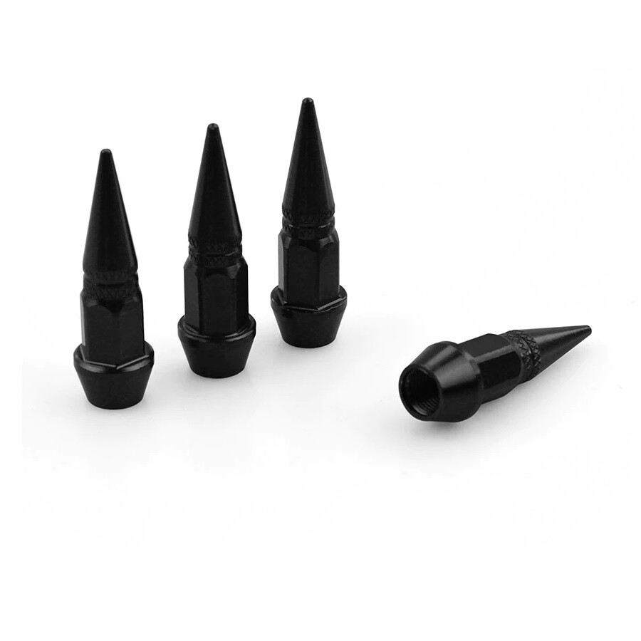 4x Spike Bullet Valve Stem Caps Covers Tire Wheel Screw-on Metal Aluminum 2.5"