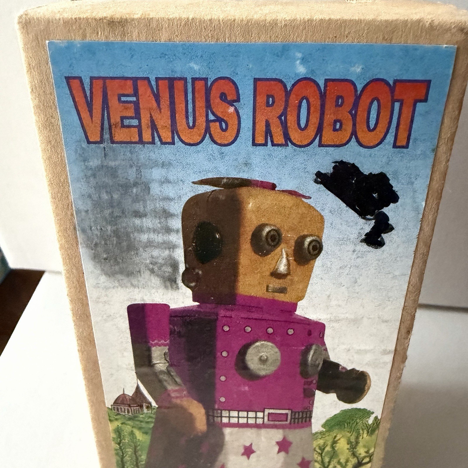 Vintage Venus Robot Pink Windup Tin Toy with Original Box and Key