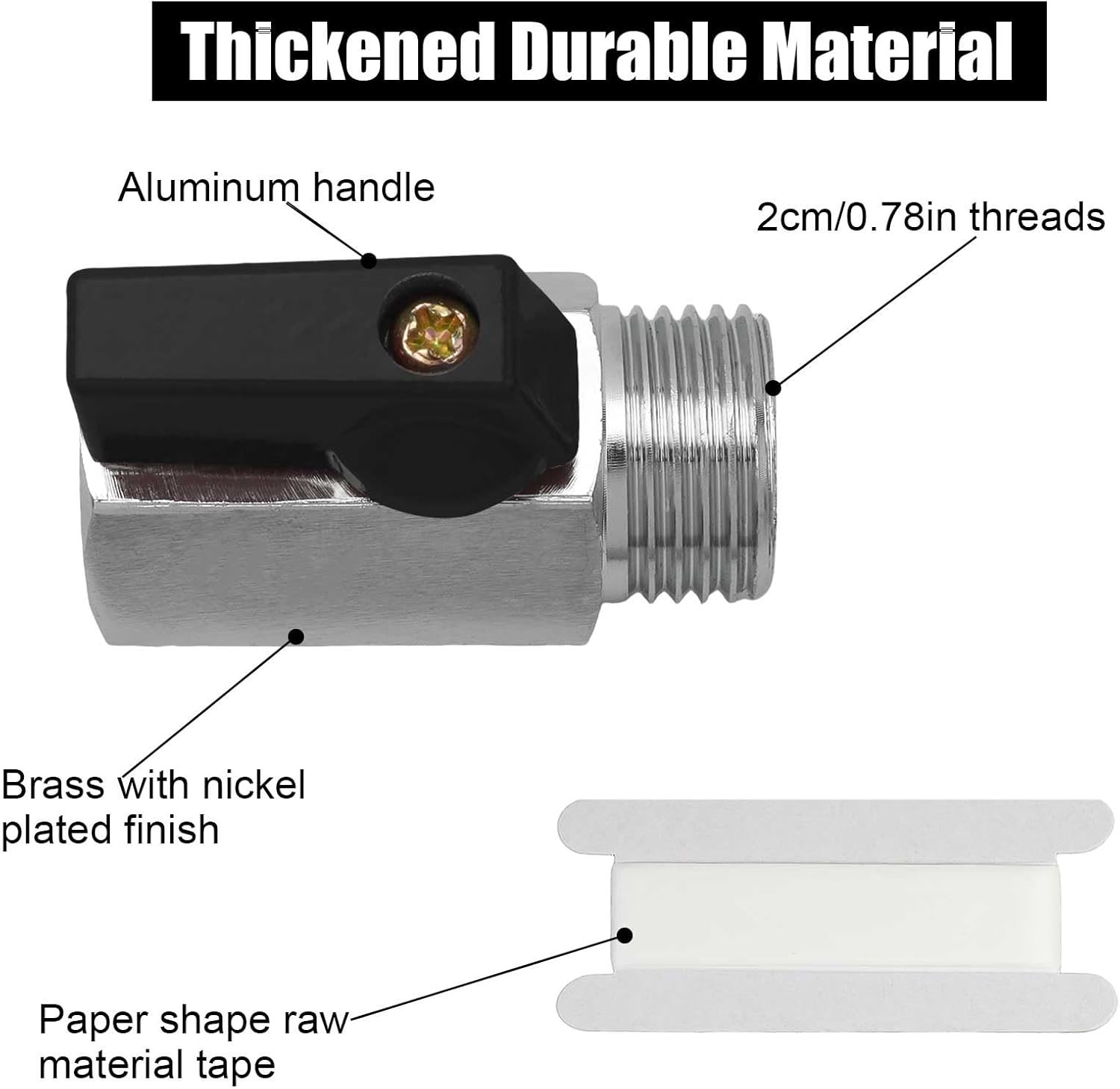 1/2" RV Hot Water Drain Valve - Water Heaters Mini Drain Plug with Tape Brass Re