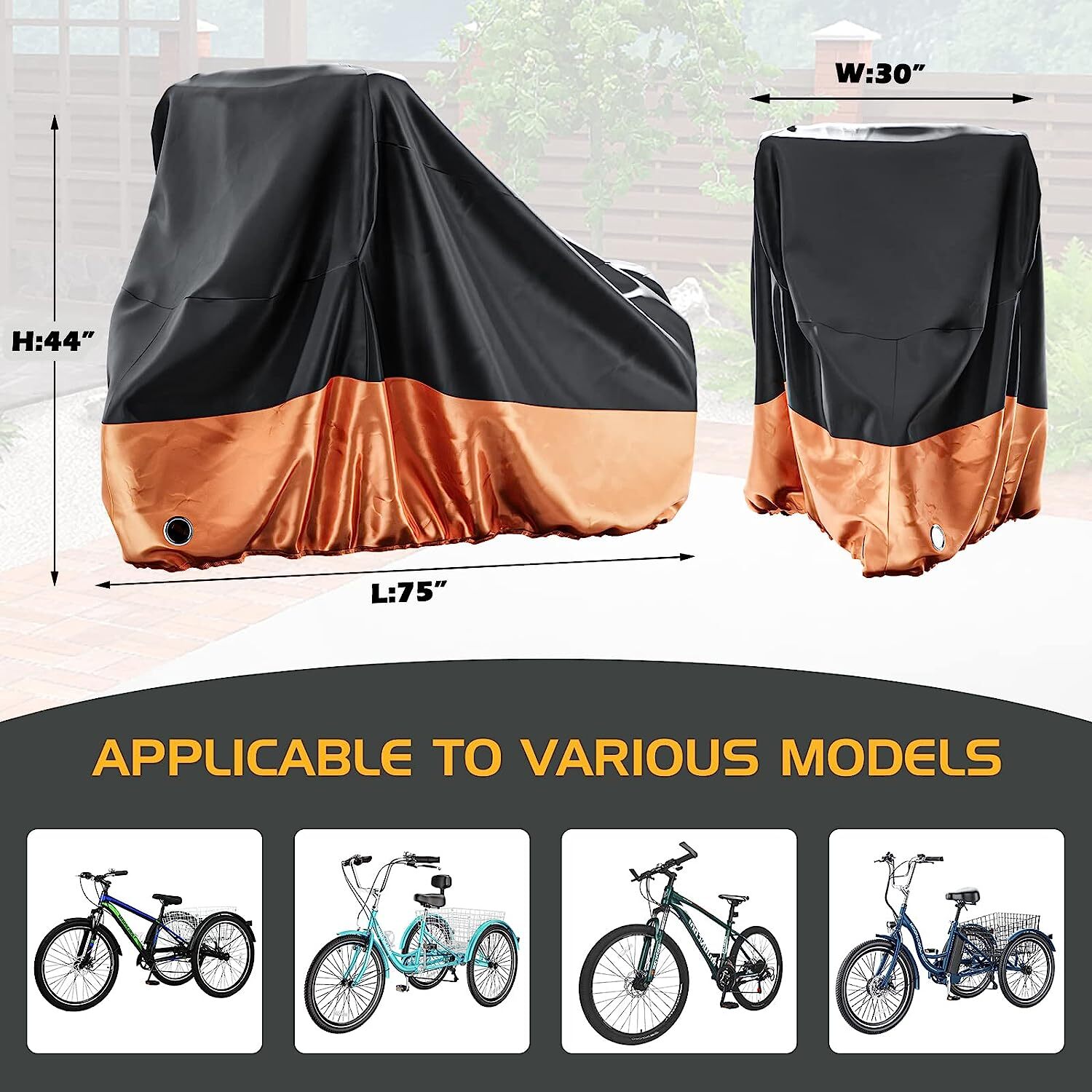 MOPHOTO Bike Cover Adult Tricycle Cover Waterproof Anti-UV Bicycle With CarryBag