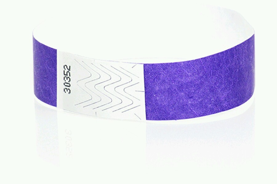 200. 3/4" PURPLE TYVEK WRISTBANDS, PURPLE PAPER WRISTBANDS, PURPLE ARM BANDS